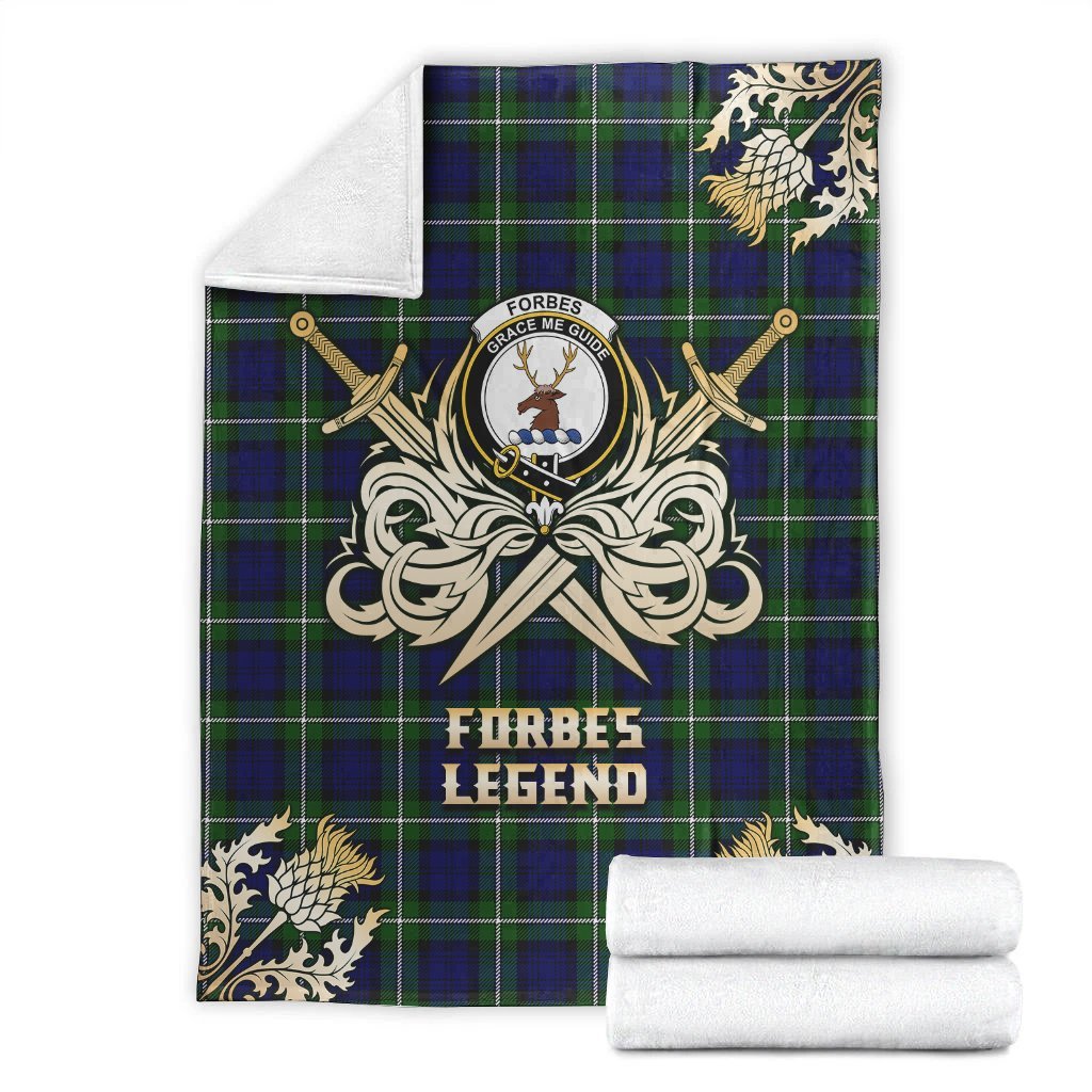 Clan Forbes Modern Tartan Gold Courage Symbol Blanket EX40 Clan Forbes Tartan Today   