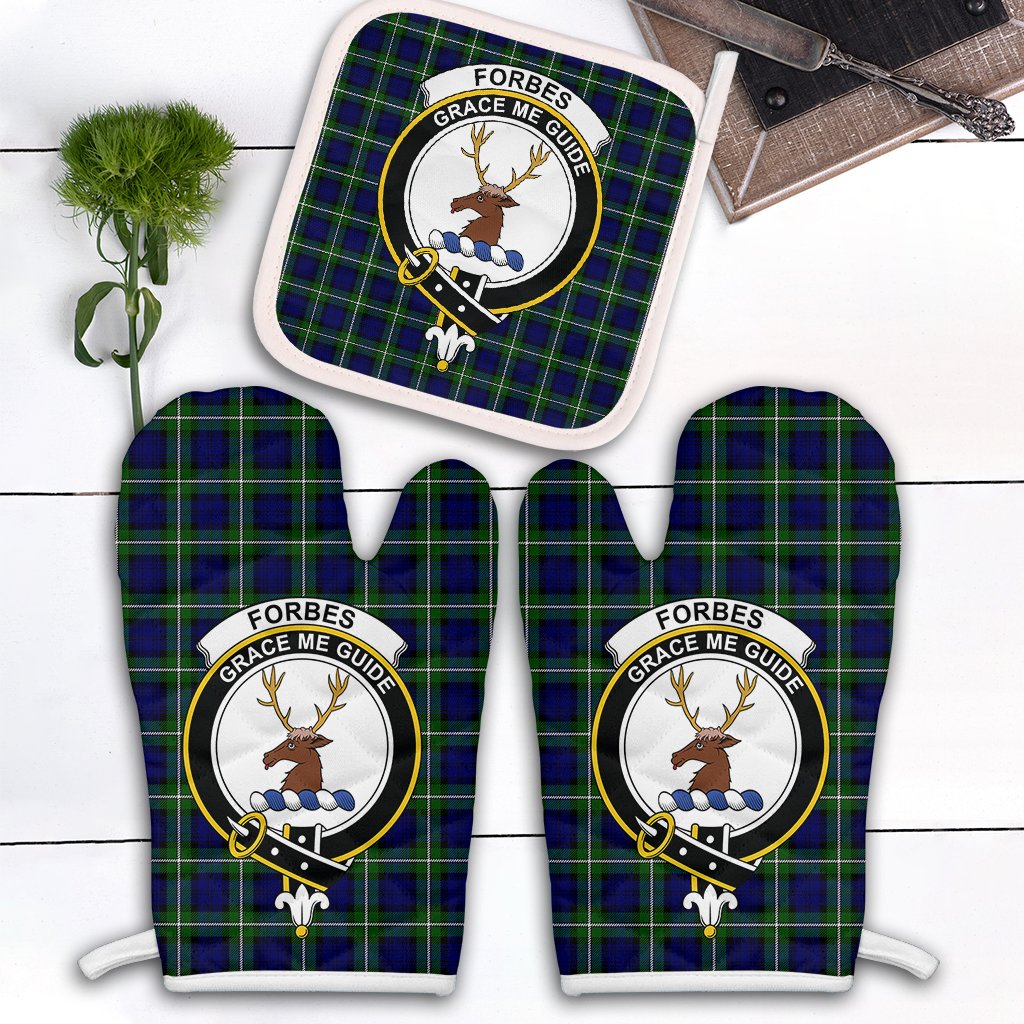 Clan Forbes Modern Tartan Crest Oven Mitt And Pot Holder (2 Oven Mitts + 1 Pot Holder) FB96 Clan Forbes Tartan Today   