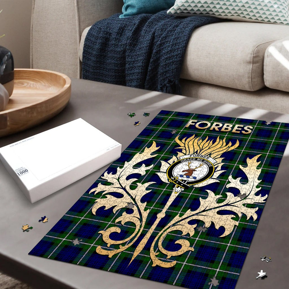 Clan Forbes Modern Tartan Crest Thistle Jigsaw Puzzles Gift For Family XN27 Clan Forbes Tartan Today   