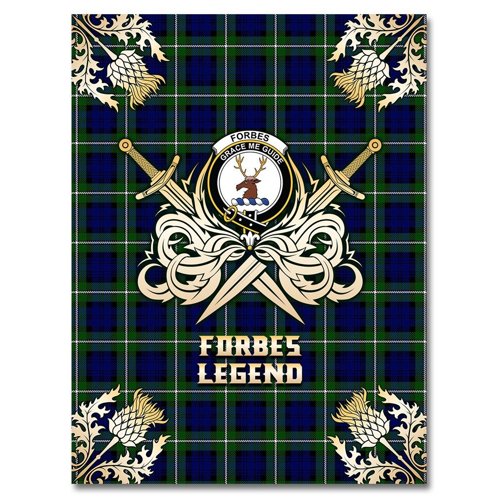 Clan Forbes Modern Tartan Gold Courage Symbol Blanket EX40 Clan Forbes Tartan Today   