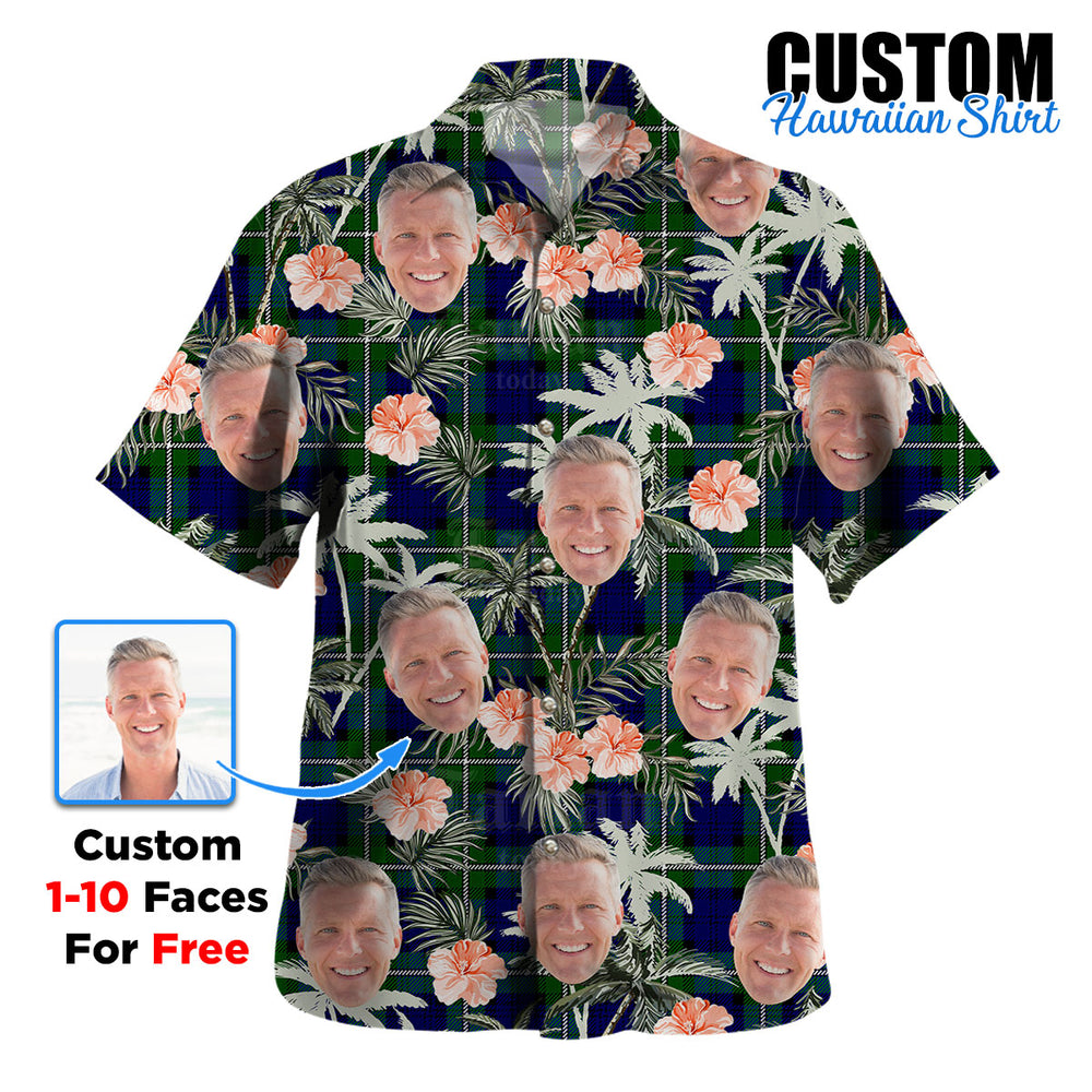 Clan Forbes Modern Tartan Custom Face Hawaiian Shirt – Unisex Gift for Family Members, Summer Party KJ67 Forbes Modern Tartan Tartan Hawaii Shirt