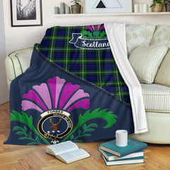 Clan Forbes Tartan Crest Premium Blanket Thistle Style ZX23 Clan Forbes Tartan Today   