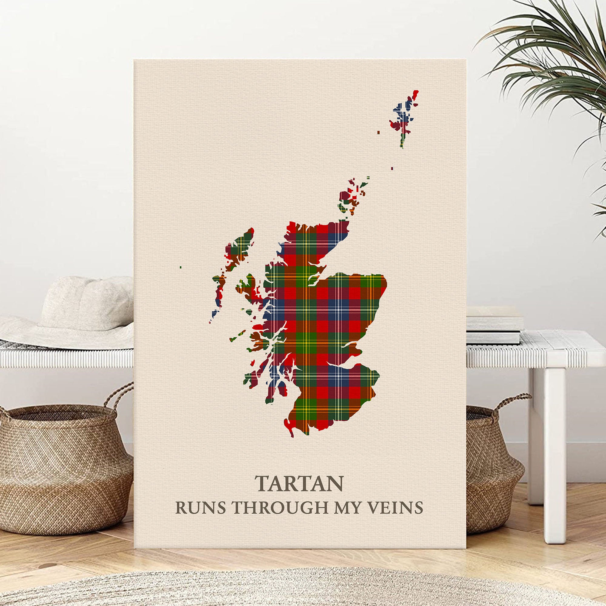 Clan Forrester Tartan Scotland Map Canvas “Tartan Runs Through My Veins” Wall Art BI15