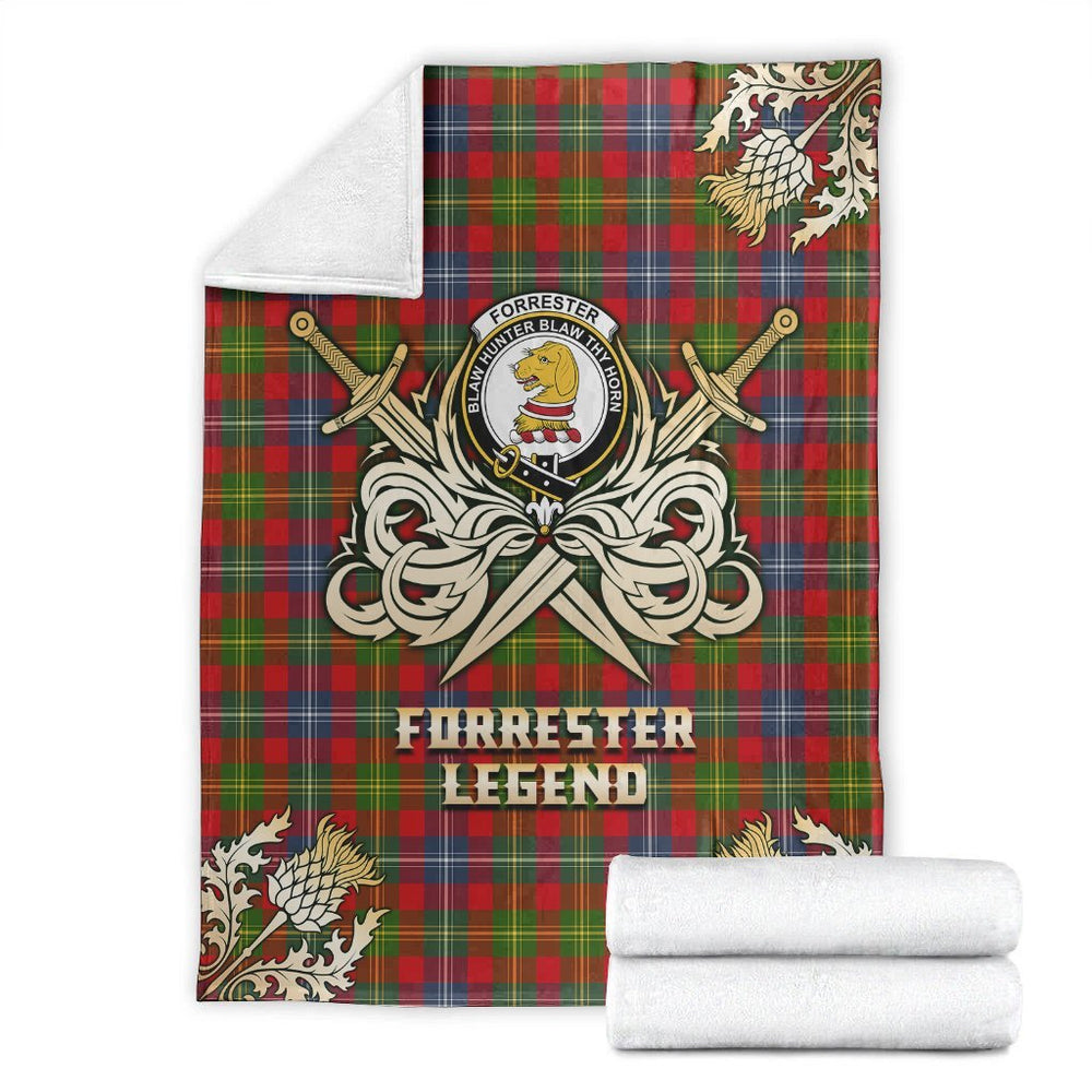 Clan Forrester Tartan Gold Courage Symbol Blanket NG27 Clan Forrester Tartan Today   