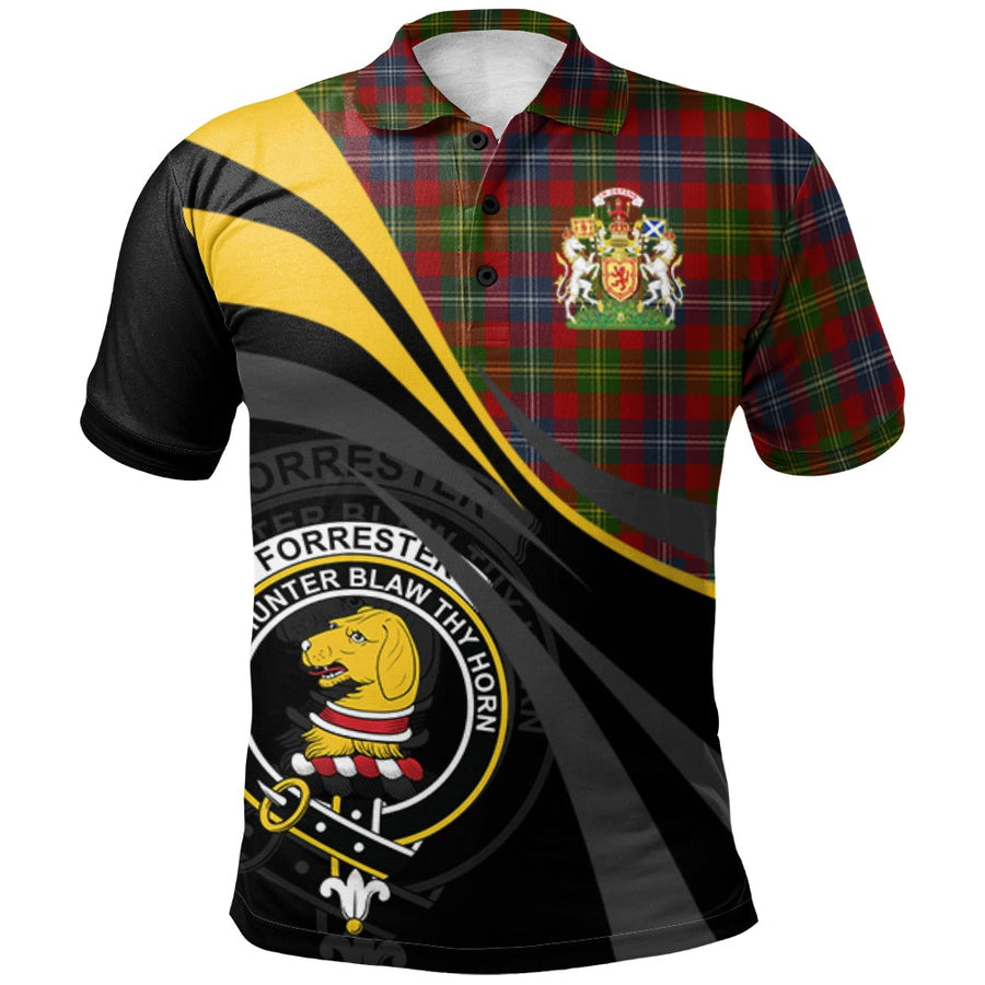 Clan Forrester or Foster Tartan Polo Shirt - Royal Coat Of Arms Style YY52 Forrester or Foster Tartan Tartan Polo   
