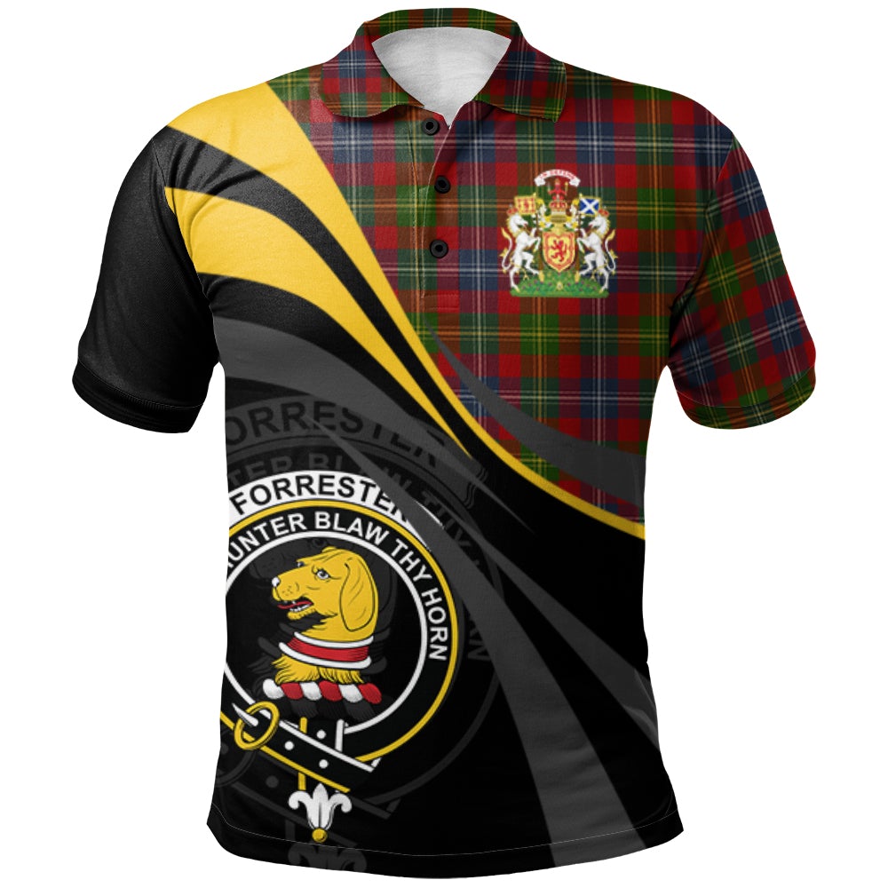 Clan Forrester or Foster Tartan Polo Shirt - Royal Coat Of Arms Style YY52 Forrester or Foster Tartan Tartan Polo   
