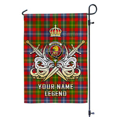 Custom Name Clan Forrester Tartan Garden Flag with Clan Crest and the Golden Sword of Courageous Legacy TA34