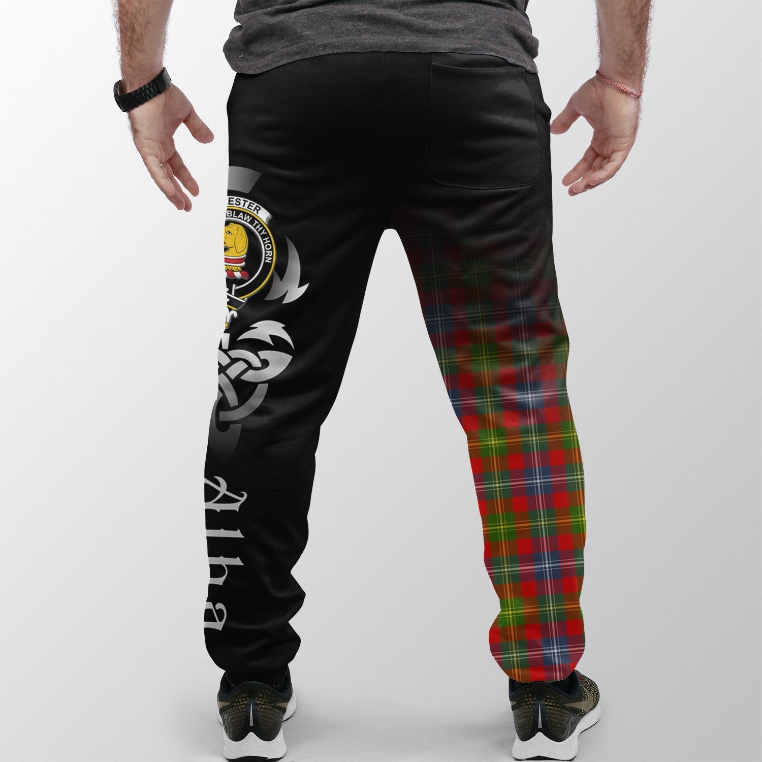Clan Forrester Tartan Crest Jogger Sweatpants  Alba Celtic Style HW40 Clan Forrester Tartan Today   