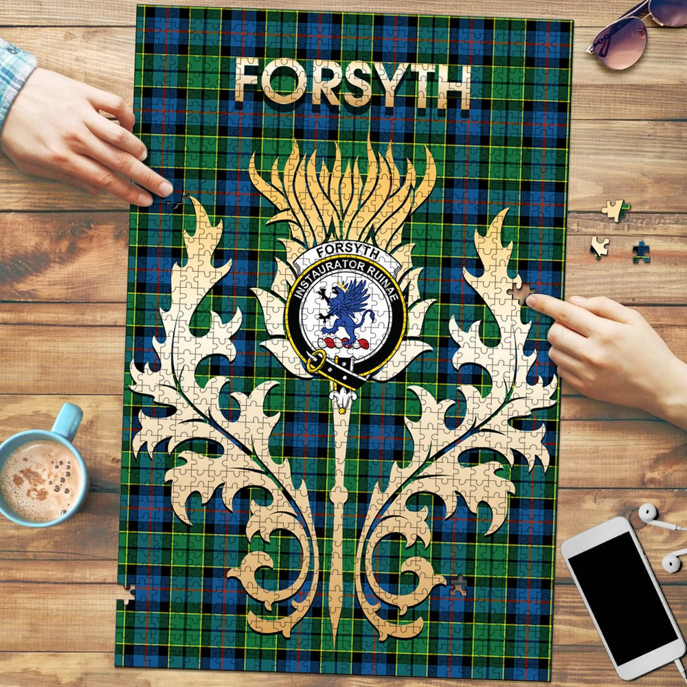 Clan Forsyth Ancient Tartan Crest Thistle Jigsaw Puzzles Gift For Family GQ84 Clan Forsyth Tartan Today   