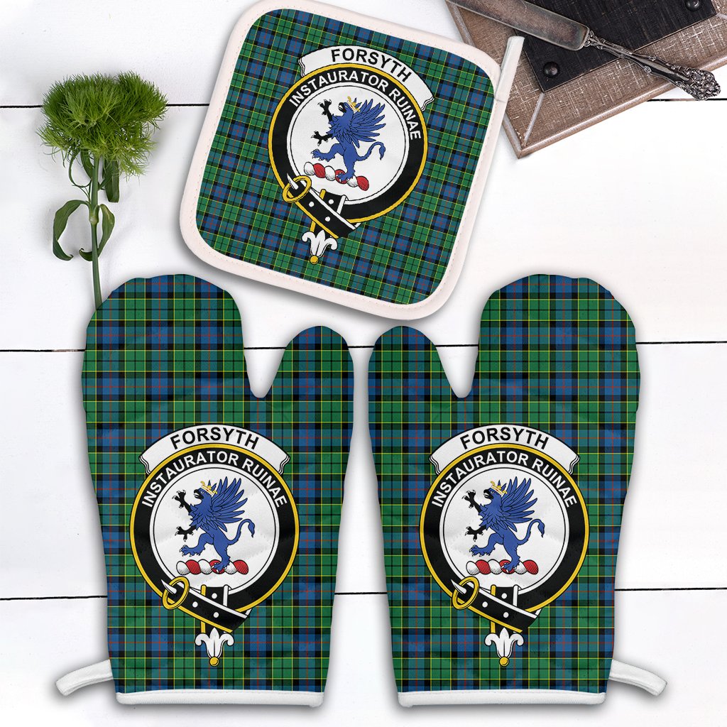 Clan Forsyth Ancient Tartan Crest Oven Mitt And Pot Holder (2 Oven Mitts + 1 Pot Holder) NE42 Clan Forsyth Tartan Today   