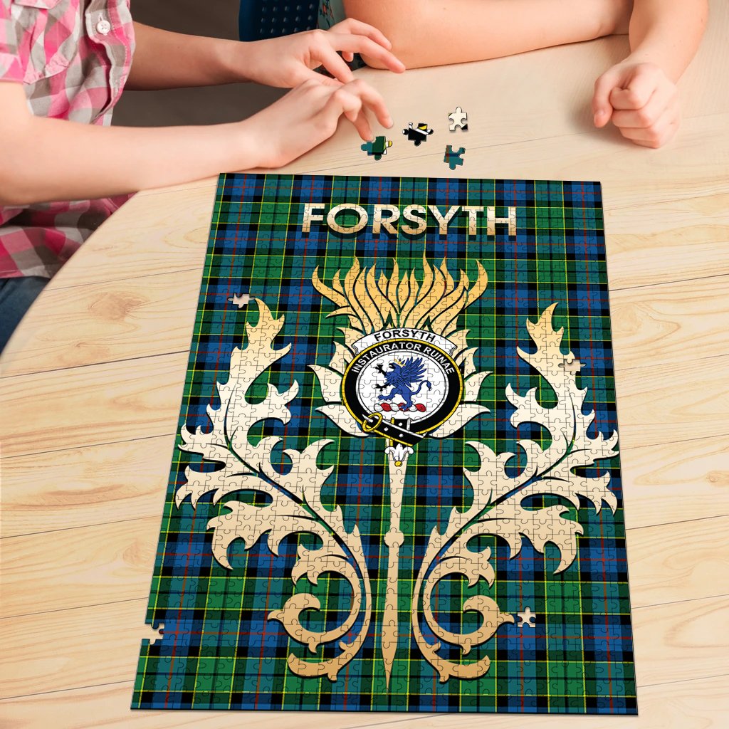 Clan Forsyth Ancient Tartan Crest Thistle Jigsaw Puzzles Gift For Family GQ84 Clan Forsyth Tartan Today   