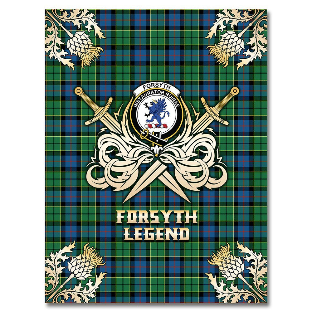Clan Forsyth Ancient Tartan Gold Courage Symbol Blanket FC91 Clan Forsyth Tartan Today   