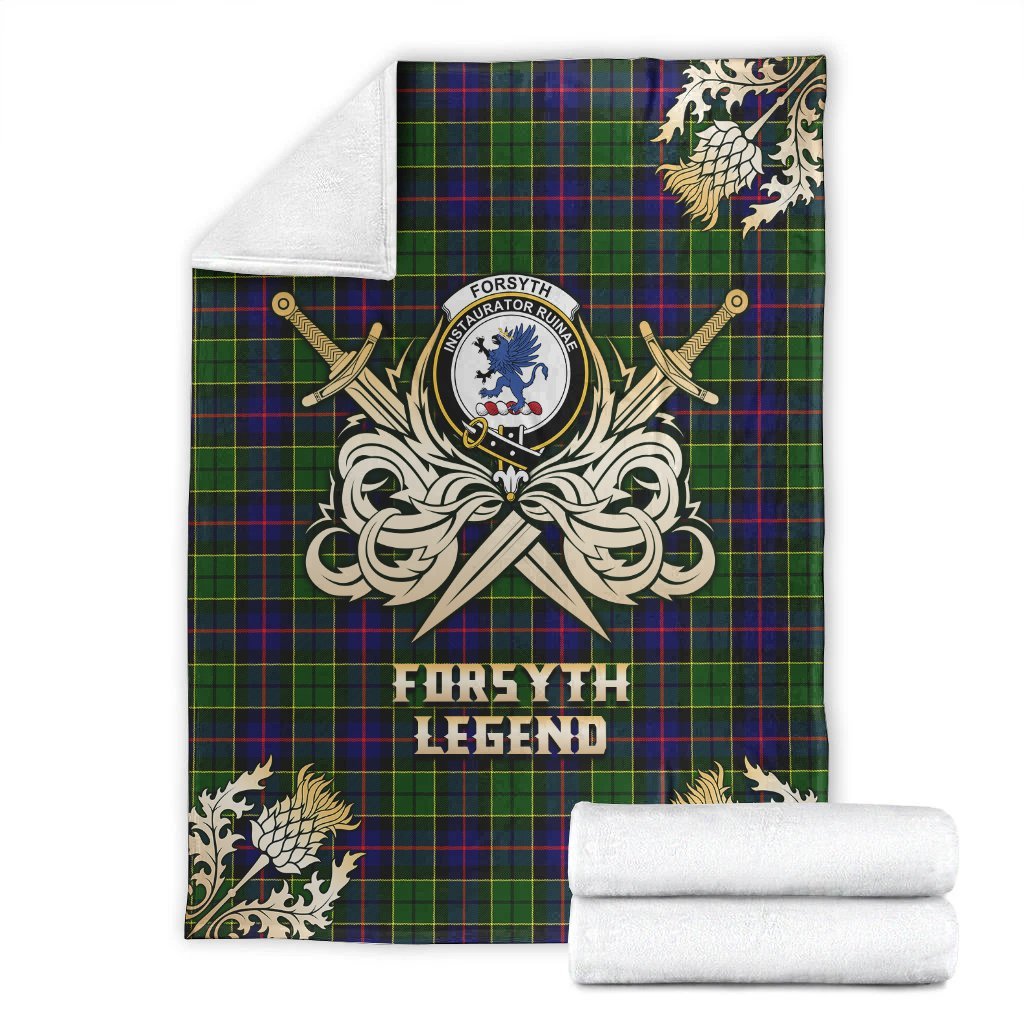 Clan Forsyth Modern Tartan Gold Courage Symbol Blanket KQ39 Clan Forsyth Tartan Today   
