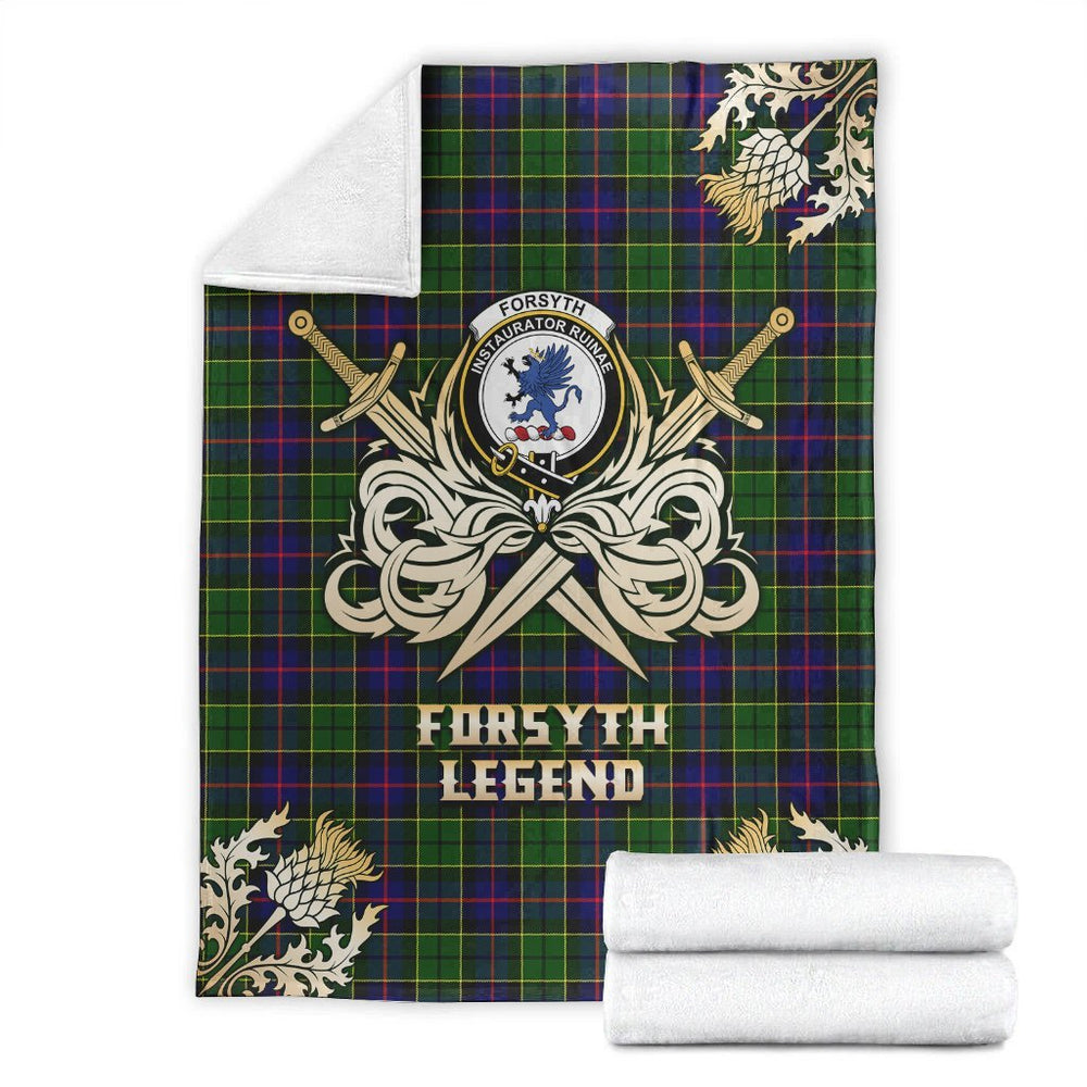 Clan Forsyth Modern Tartan Gold Courage Symbol Blanket KQ39 Clan Forsyth Tartan Today   