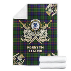 Clan Forsyth Modern Tartan Gold Courage Symbol Blanket KQ39 Clan Forsyth Tartan Today   