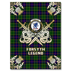 Clan Forsyth Modern Tartan Gold Courage Symbol Blanket KQ39 Clan Forsyth Tartan Today   