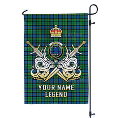 Custom Name Clan Forsyth Ancient Tartan Garden Flag with Clan Crest and the Golden Sword of Courageous Legacy FV24
