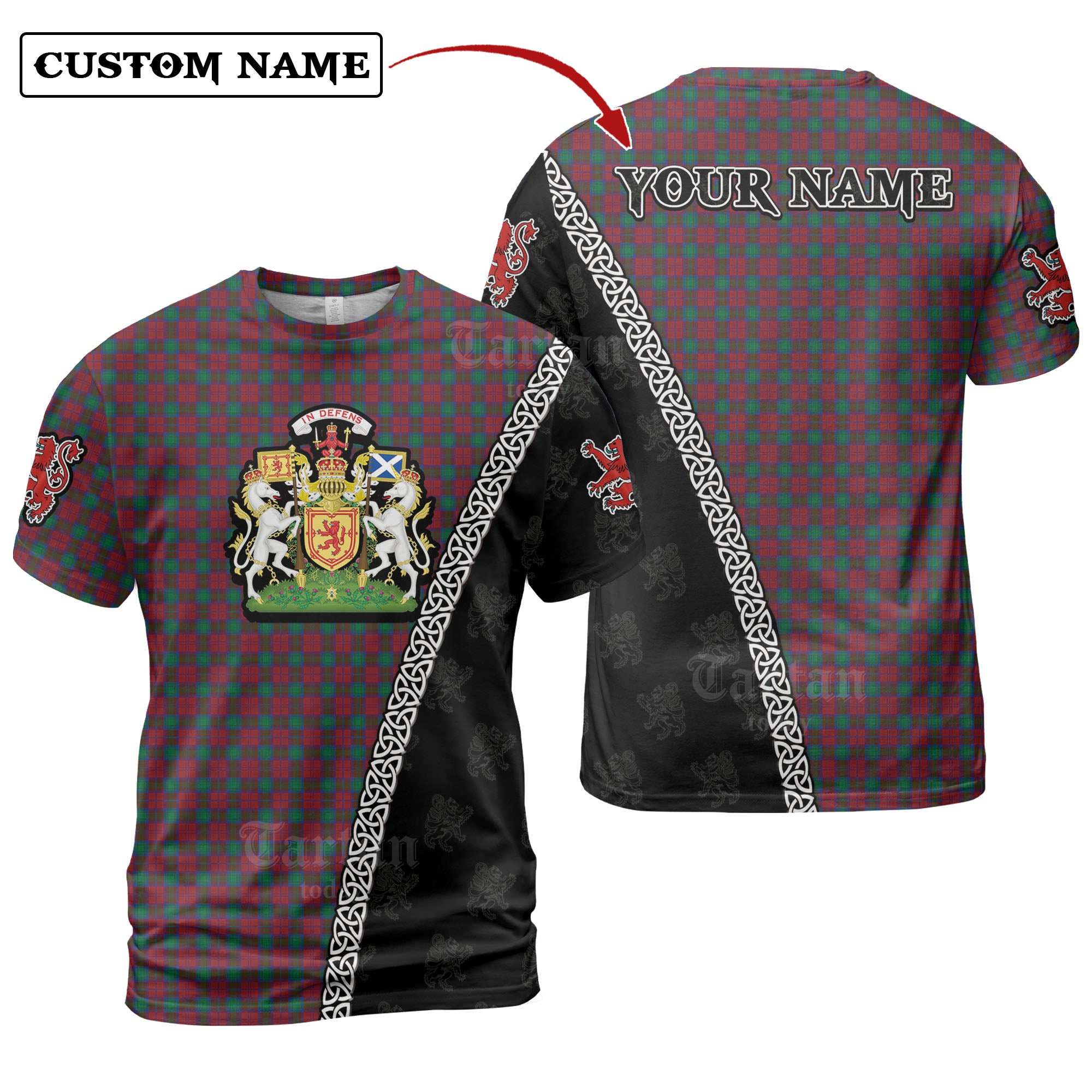 Fotheringham Tartan Shirt with Scotland Coat of Arms & Custom Name KQ87