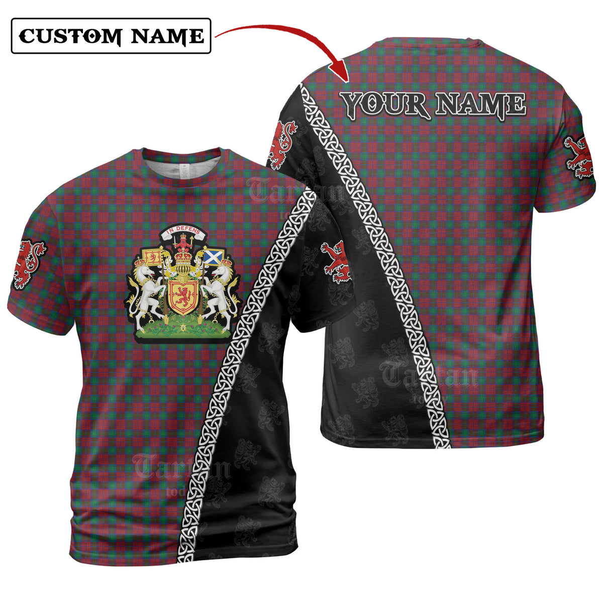 Fotheringham Tartan Shirt with Scotland Coat of Arms & Custom Name KQ87