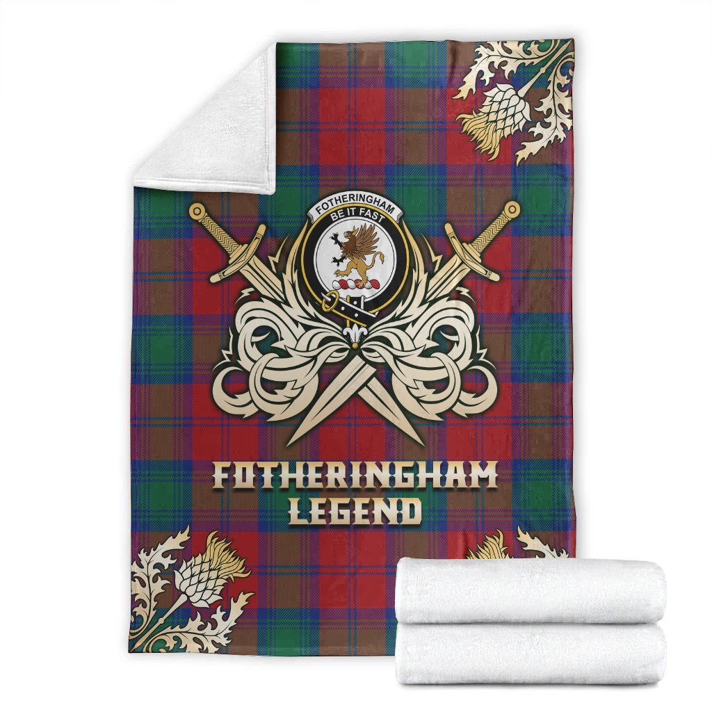 Clan Fotheringham Modern Tartan Gold Courage Symbol Blanket QP25 Clan Fotheringham Tartan Today   