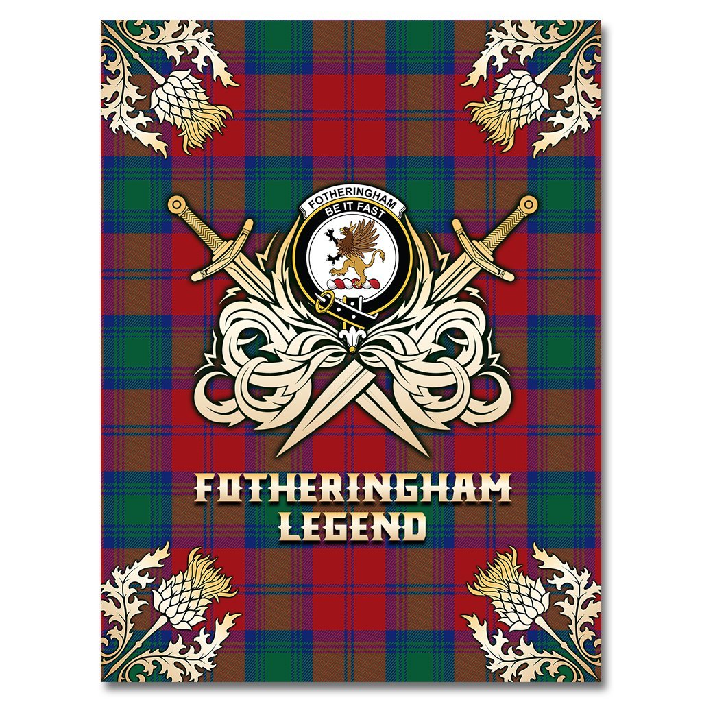 Clan Fotheringham Modern Tartan Gold Courage Symbol Blanket QP25 Clan Fotheringham Tartan Today   