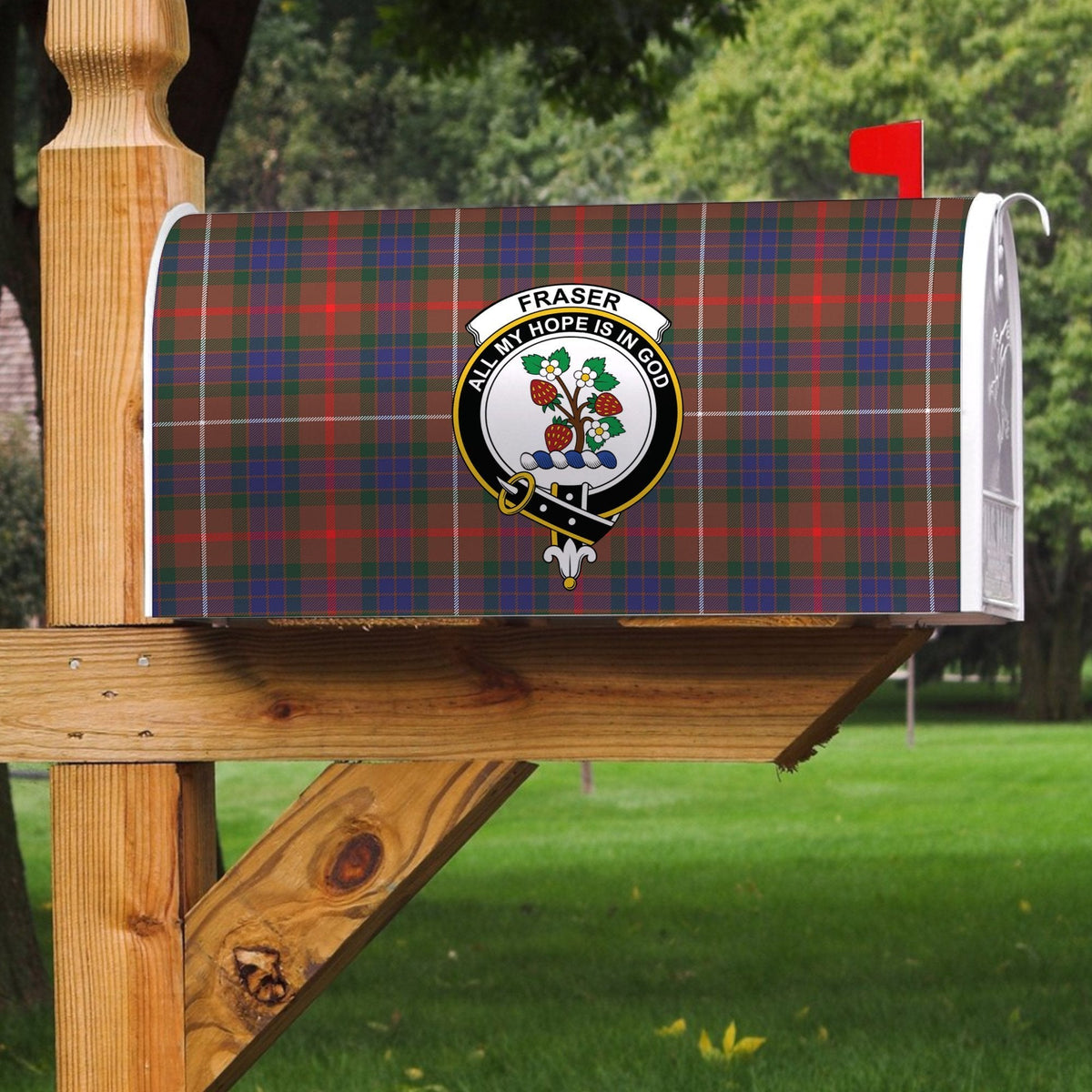 Clan Fraser Hunting Modern Tartan Crest Mailbox SC26 Clan Fraser Tartan Today   