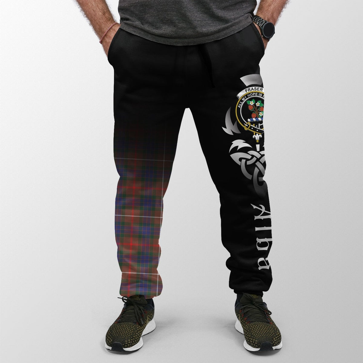 Clan Fraser Hunting Modern Tartan Crest Jogger Sweatpants  Alba Celtic Style IB15 Clan Fraser Tartan Today   