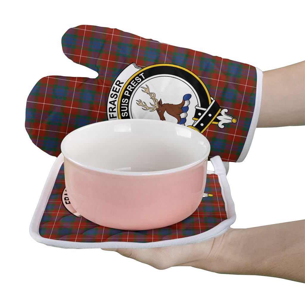 Clan Fraser Ancient Tartan Crest Oven Mitt And Pot Holder (2 Oven Mitts + 1 Pot Holder) SZ82 Clan Fraser Tartan Today   