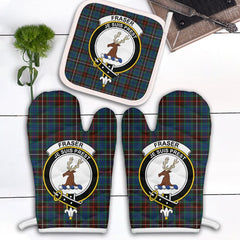 Clan Fraser Hunting Ancient Tartan Crest Oven Mitt And Pot Holder (2 Oven Mitts + 1 Pot Holder) HL39 Clan Fraser Tartan Today   