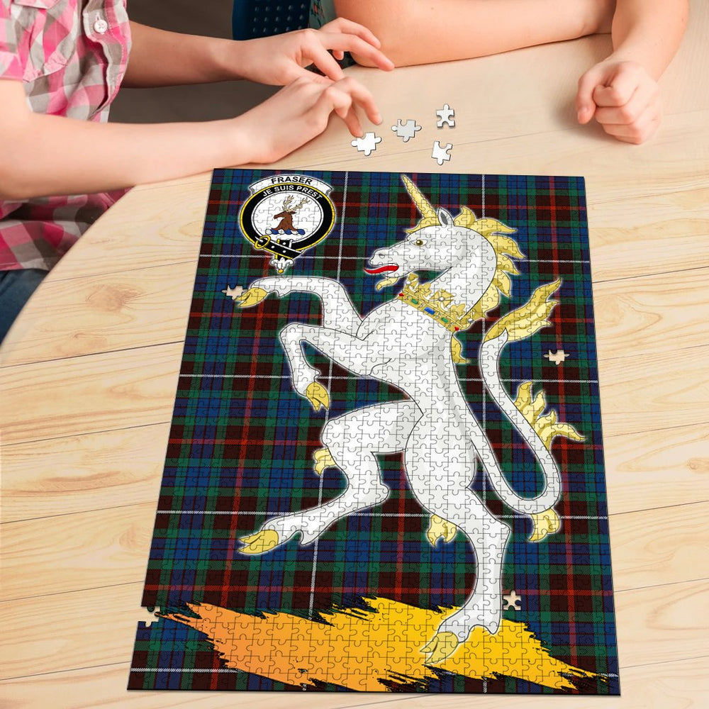 Clan Fraser Hunting Ancient Tartan Crest Unicorn Scotland Jigsaw Puzzles Gift For Family WE45 Clan Fraser Tartan Today   