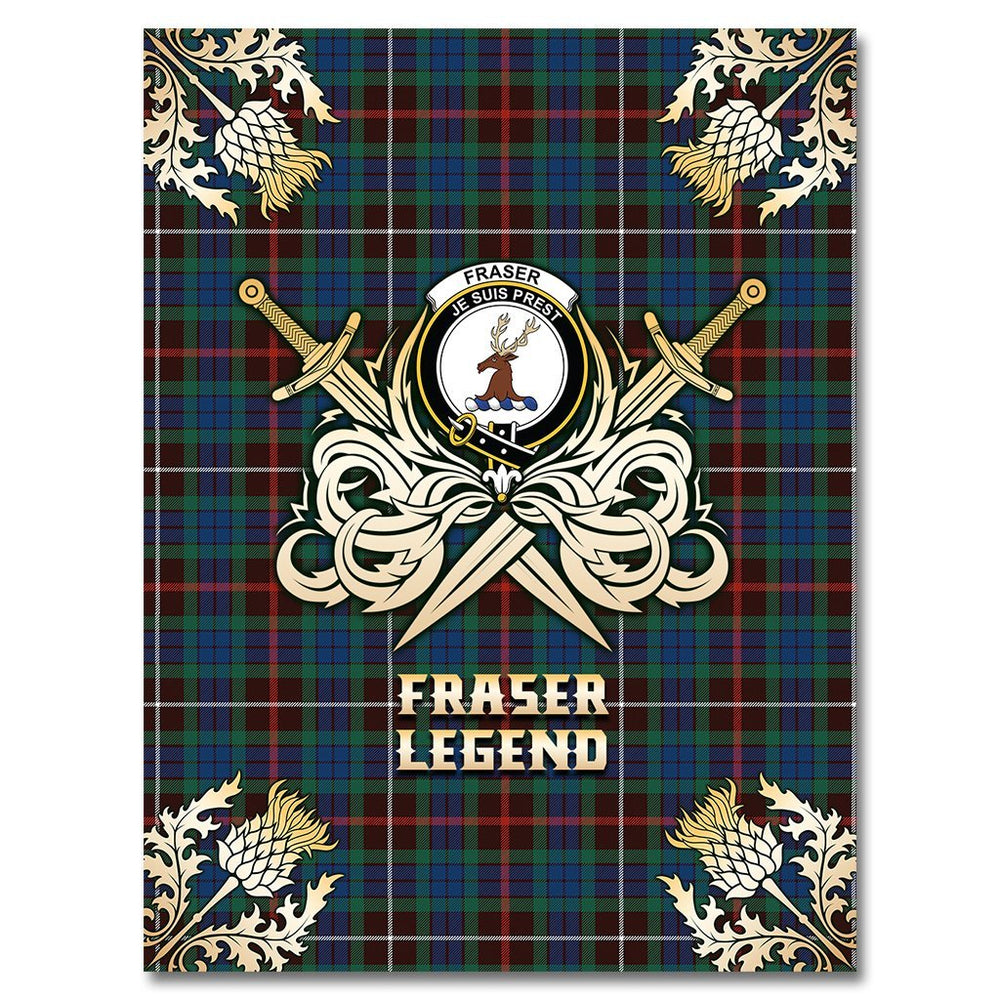 Clan Fraser Hunting Ancient Tartan Gold Courage Symbol Blanket BD35 Clan Fraser Tartan Today   