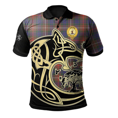 Clan Fraser Hunting Modern Tartan Polo Shirt Viking Wolf