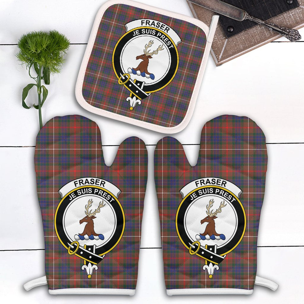Clan Fraser Hunting Modern Tartan Crest Oven Mitt And Pot Holder (2 Oven Mitts + 1 Pot Holder) AC53 Clan Fraser Tartan Today   