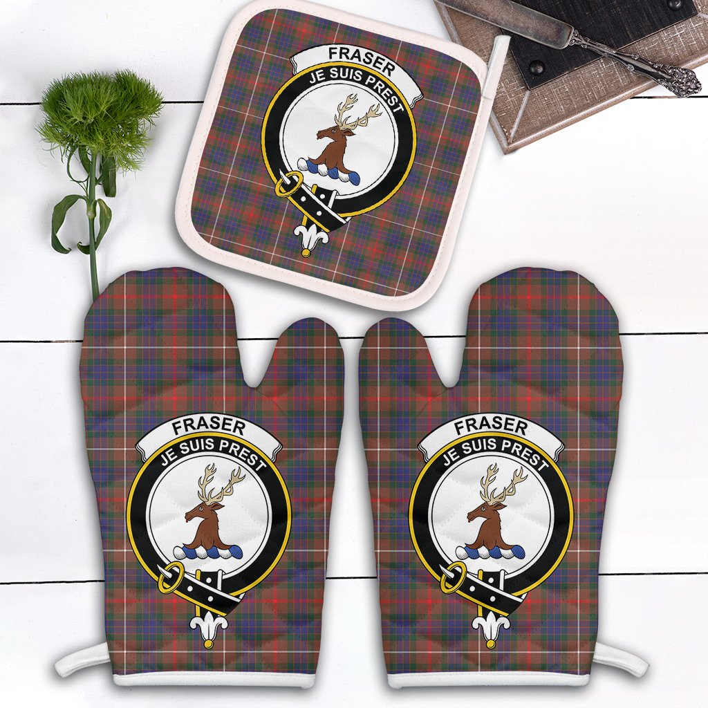 Clan Fraser Hunting Modern Tartan Crest Oven Mitt And Pot Holder (2 Oven Mitts + 1 Pot Holder) AC53 Clan Fraser Tartan Today   