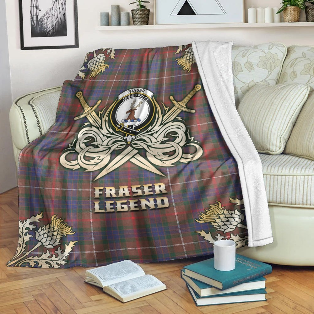 Clan Fraser Hunting Modern Tartan Gold Courage Symbol Blanket OJ78 Clan Fraser Tartan Today   