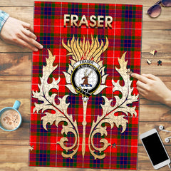 Clan Fraser Modern Tartan Crest Thistle Jigsaw Puzzles Gift For Family OZ33 Clan Fraser Tartan Today   