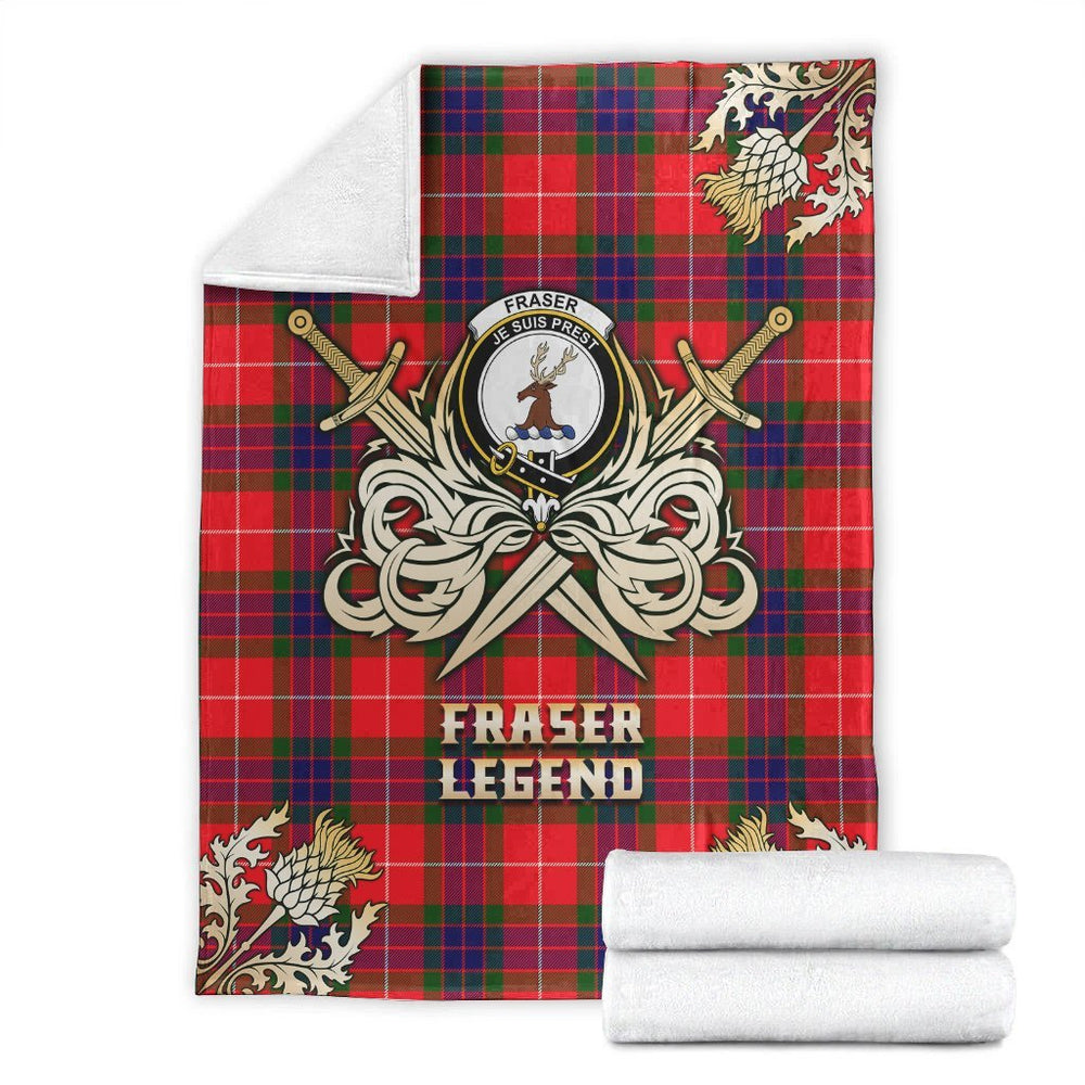 Clan Fraser Modern Tartan Gold Courage Symbol Blanket RC74 Clan Fraser Tartan Today   