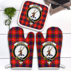 Clan Fraser Modern Tartan Crest Oven Mitt And Pot Holder (2 Oven Mitts + 1 Pot Holder) UF12 Clan Fraser Tartan Today   