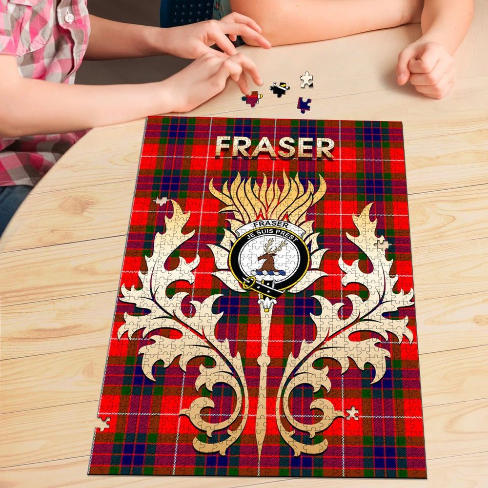 Clan Fraser Modern Tartan Crest Thistle Jigsaw Puzzles Gift For Family OZ33 Clan Fraser Tartan Today   