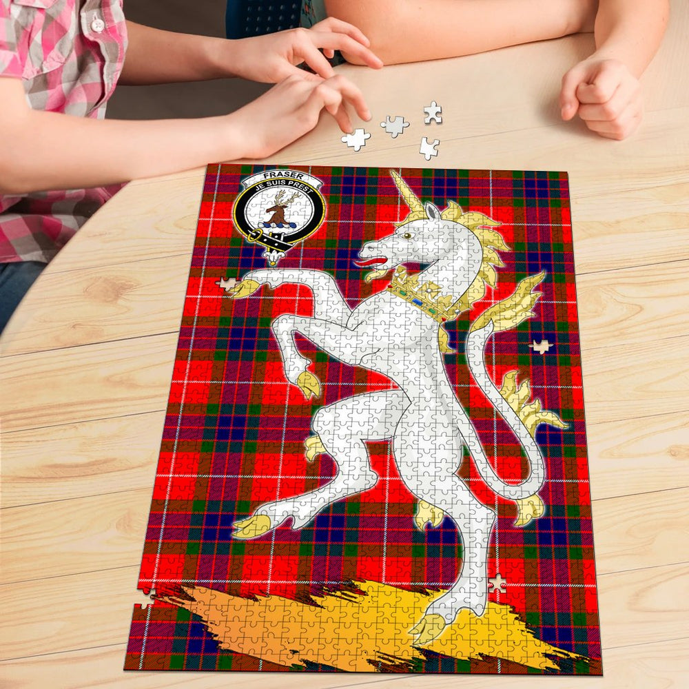 Clan Fraser Modern Tartan Crest Unicorn Scotland Jigsaw Puzzles Gift For Family LY52 Clan Fraser Tartan Today   