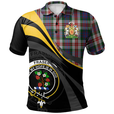 Clan Fraser Red Dress Tartan Polo Shirt - Royal Coat Of Arms Style