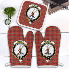 Clan Fraser Weathered Tartan Crest Oven Mitt And Pot Holder (2 Oven Mitts + 1 Pot Holder) CM37 Clan Fraser Tartan Today   