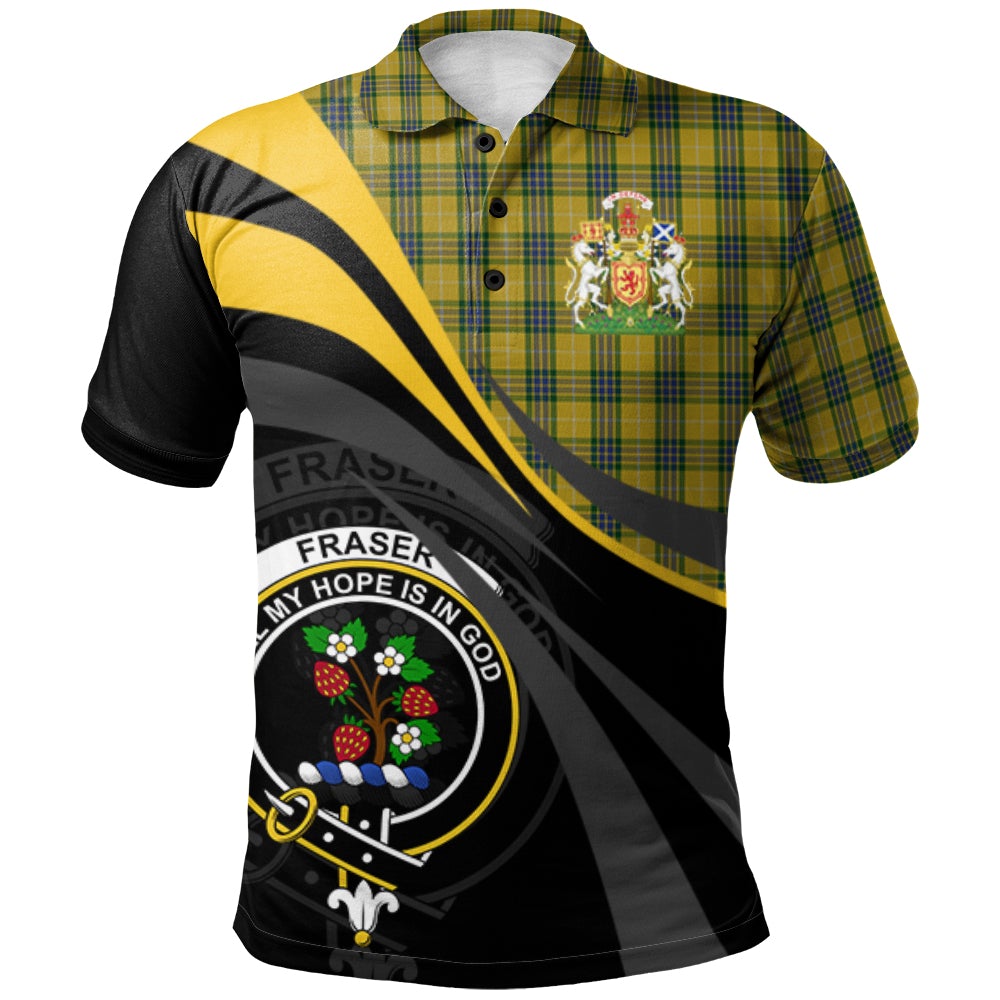 Clan Fraser Yellow 2 Tartan Polo Shirt - Royal Coat Of Arms Style WU43 Fraser Yellow 2 Tartan Tartan Polo   