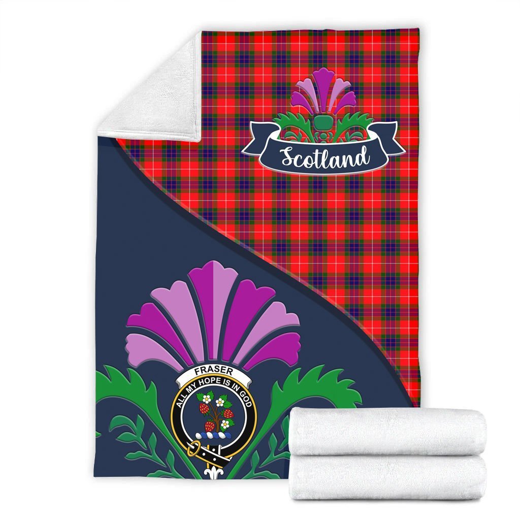 Clan Fraser Tartan Crest Premium Blanket Thistle Style NE34 Clan Fraser Tartan Today   