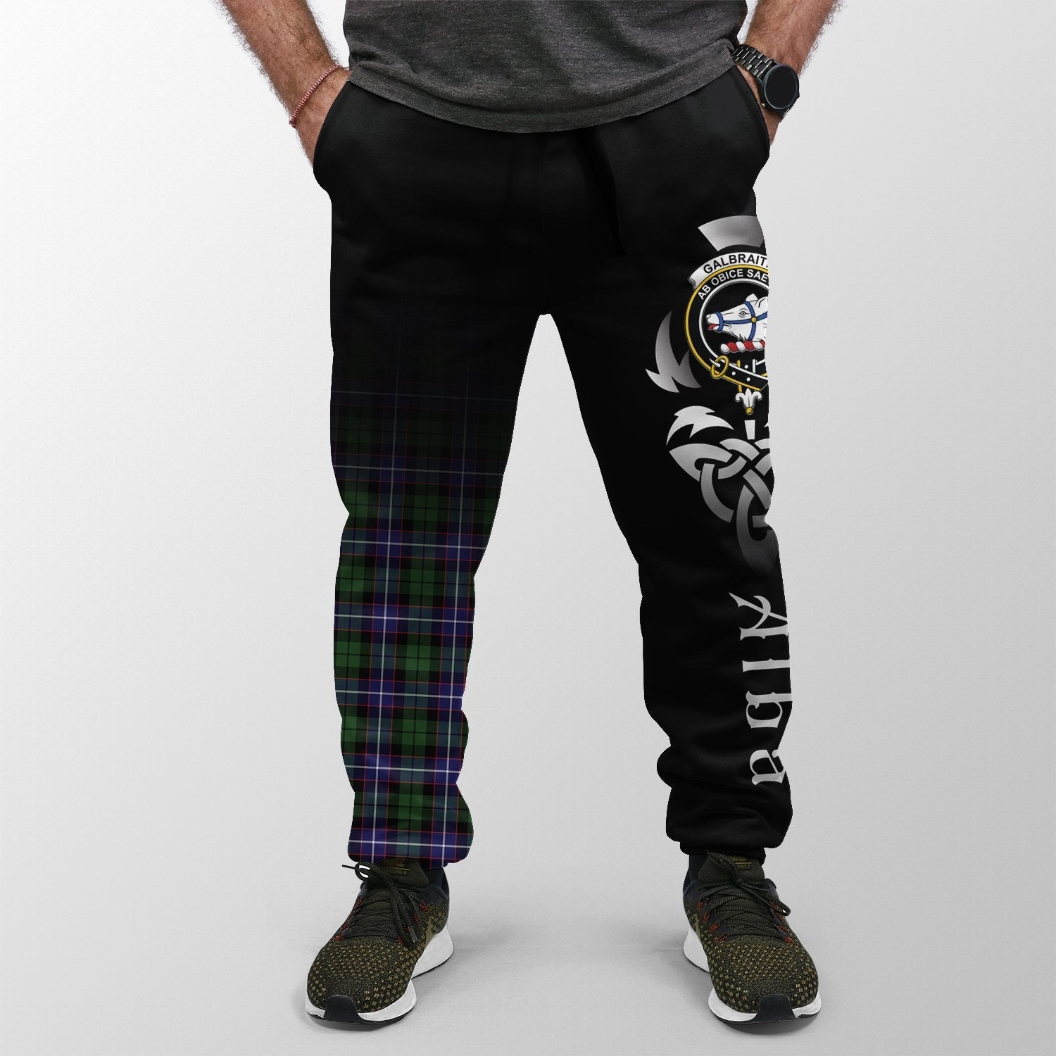 Clan Galbraith Modern Tartan Crest Jogger Sweatpants  Alba Celtic Style HQ77 Clan Rait Tartan Today   