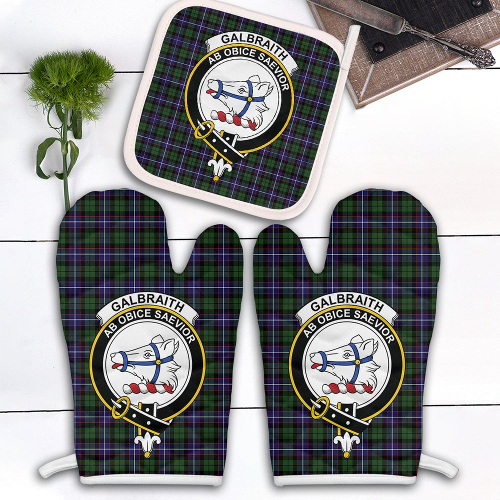 Clan Galbraith Modern Tartan Crest Oven Mitt And Pot Holder (2 Oven Mitts + 1 Pot Holder) TQ91 Clan Rait Tartan Today   