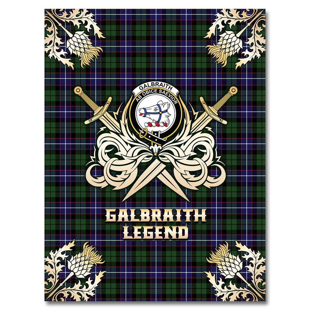 Clan Galbraith Modern Tartan Gold Courage Symbol Blanket VW74 Clan Rait Tartan Today   