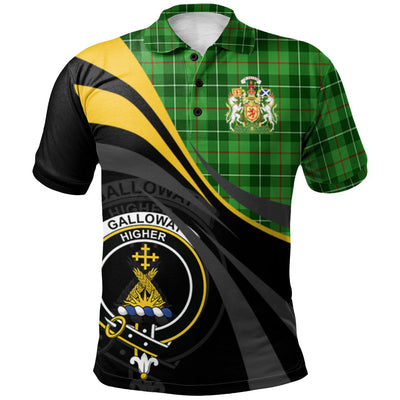 Clan Galloway Tartan Polo Shirt - Royal Coat Of Arms Style