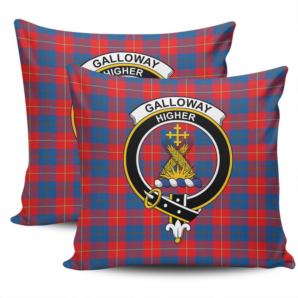 Clan Galloway Red Tartan Crest Pillow Cover VF14 Clan Galloway Tartan Today   