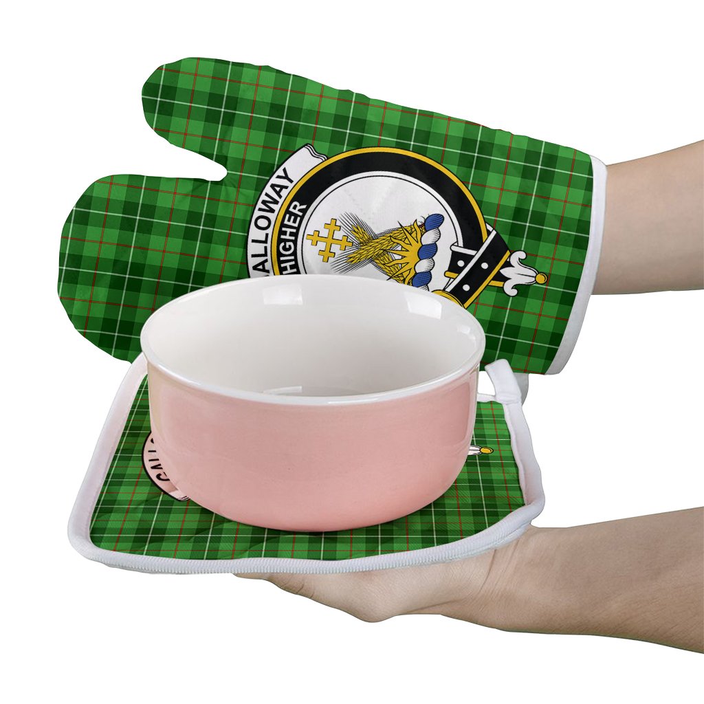 Clan Galloway Tartan Crest Oven Mitt And Pot Holder (2 Oven Mitts + 1 Pot Holder) RJ90 Clan Galloway Tartan Today   